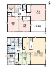約18帖の広さを確保したＬＤＫは、和室と一体化して利用すると約22帖の大空間。