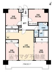 4ＬＤＫと各居室収納付きでゆとりのある暮らしが実現＾＾南東向きで日当たり良好です＾＾