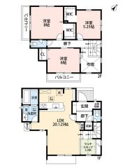 家族が集うリビングは4面採光と吹抜で明るく開放感のある空間＾＾洋室2部屋に収納力のあるWICあり。お洗濯物もたくさん干せる2面バルコニー＾＾