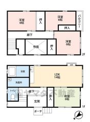 家具の配置がしやすい縦型リビングは14帖。2階は洋室が3部屋あるので、お子様が大きくなっても安心ですね＾＾