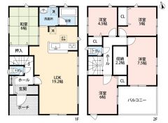 ゆとりある5SLDK＾＾広々LDK19.2帖＾＾全居室収納スペース付きの充実した間取り＾＾雨の日も安心なインナーバルコニー付き＾＾