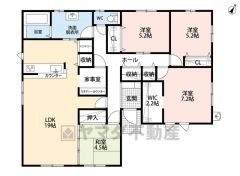 約19帖の広さを確保したＬＤＫは、和室と一体化して利用すると約23.5帖の大空間。