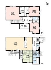 リビングイン階段でご家族が自然に顔を合わせられる間取り。2階は洋室が4部屋あるので、お子様が大きくなっても安心ですね＾＾