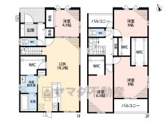 4ＬＤＫとウォークインクローゼットでゆとりのある暮らしが実現。リビングは18帖以上の開放感あふれる空間です。洋室が4部屋あるので、お子様が大きくなっても安心ですね＾＾