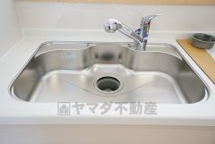 広々とした凸型シンクに洗剤ポケットを標準装備。大きなお鍋など洗いやすいです。