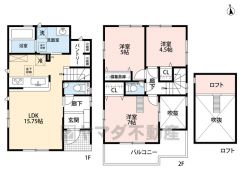 折り上げ天井で開放感のあるリビング＾＾主寝室にはロフト付き＾＾