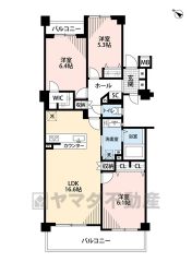 LDK16.6帖。各居室収納付き＾＾ 南西向きで陽当たり良好です。