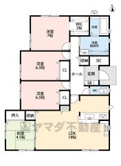 LDKと和室を合わせると23帖の大空間となります。家具の配置がしやすい縦型リビング。広いLDKを探していた方に。