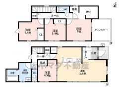 全居室南向き。コミュニケーションが取りやすいリビングスルー階段。寝室にWIC付き＾＾