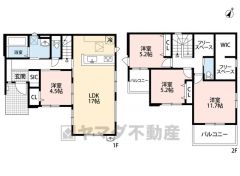 4ＬＤＫとウォークインクローゼットでゆとりのある暮らしが実現。リビングは3面採光の風の通る心地よい空間になっています＾＾