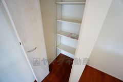 同仕様写真。まとめ買いしてもこの収納量なら心配要らずのパントリー。調理家電や食品のストックをすっきりまとめられ、キッチン周りを広々使えます。