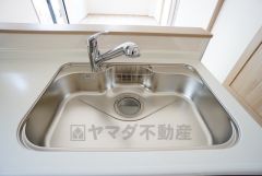 広々とした凸型シンクに洗剤ポケットを標準装備。大きなお鍋など洗いやすいです。