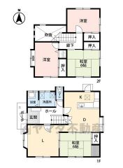 全居室6帖以上、収納付きのゆとりのある間取り。全居室2面採光で陽当たり良好。玄関上部が吹き抜けになった開放感のある空間です＾＾
