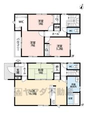 約16.5帖の広さを確保したＬＤＫは、和室と一体化して利用すると約21.5帖の大空間。