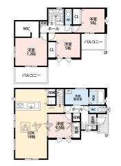 4ＬＤＫとウォークインクローゼットでゆとりのある暮らしが実現。リビングは18帖以上の開放感あふれる空間です。