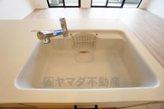 広々とした凸型シンクに洗剤ポケットを標準装備。大きなお鍋など洗いやすいです。