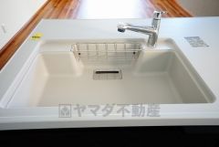 広々とした凸型シンクに洗剤ポケットを標準装備。大きなお鍋など洗いやすいです。