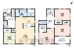 約17.5帖の広さを確保したＬＤＫは、和室と一体化して利用すると約22帖の大空間。