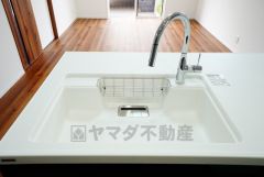 広々とした凸型シンクに洗剤ポケットを標準装備。大きなお鍋など洗いやすいです。