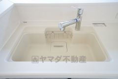 広々とした凸型シンクに洗剤ポケットを標準装備。大きなお鍋など洗いやすいです。