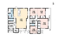 広々とした19帖のLDK。将来間仕切り可能な2階の洋室がございます＾＾大きめのバルコニー採用＾＾