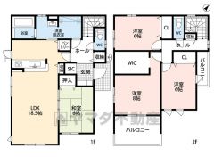 水回りが1ヵ所に集中した家事導線に配慮した間取りです。