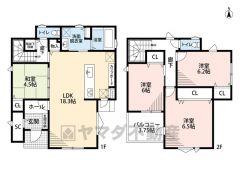 水回りが1ヵ所に集中した家事導線に配慮した間取りです。