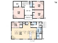 約20帖のLDK＾＾8帖の主寝室にはWIC付き＾＾リビング階段採用＾＾