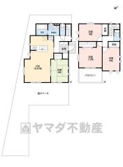 約16帖の広さを確保したＬＤＫは、和室と一体化して利用すると約22帖の大空間。2階は洋室が3部屋あるので、お子様が大きくなっても安心ですね＾＾