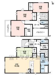 約18帖の広さを確保したＬＤＫは、和室と一体化して利用すると約23帖の大空間。内覧も出来ますのでお気軽にお問い合わせください。