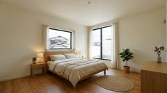 家具はイメージです。主寝室としてお使いいただけそうなこちらのお部屋は、日当たりが良く、爽やかな風を感じて起きる朝は、快適生活の始まりに。