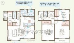 水回りが1ヵ所に集中した家事導線に配慮した間取りです。
