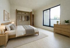 家具はイメージです。寛ぎの時間を紡ぎだす主寝室は、大型ベッドを置いても余裕の広さを確保しています。