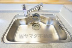 広々とした凸型シンクに洗剤ポケットを標準装備。大きなお鍋など洗いやすいです。