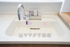 広々とした凸型シンクに洗剤ポケットを標準装備。大きなお鍋など洗いやすいです。