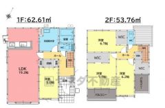 約19帖の広さを確保したＬＤＫは、洋室と一体化して利用すると約24帖の大空間。