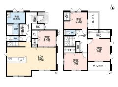 広々LDK19帖＾＾SIC、WIC、パントリー完備＾＾全居室収納スペース付きの充実した間取り＾＾