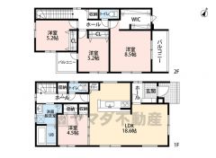 とにかく収納力に優れた間取りです。2面バルコニーで、どのお部屋にいても明るさを感じられます。