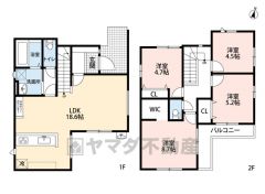 リビングは18帖以上の開放感あふれる空間です。2階は洋室が4部屋あるので、お子様が大きくなっても安心ですね＾＾