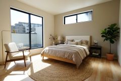 家具はイメージです。寛ぎの時間を紡ぎだす主寝室は、大型ベッドを置いても余裕の広さを確保しています。