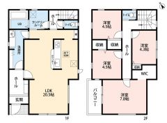 南西向き。リビング20.5帖＾＾主寝室にWIC付き＾＾