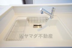 広々とした凸型シンクに洗剤ポケットを標準装備。大きなお鍋など洗いやすいです。