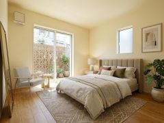 家具はイメージです。ぎの時間を紡ぎだす主寝室は、大型ベッドを置いても余裕の広さを確保しています。