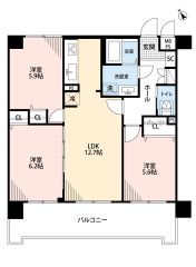 南西向きで陽当たり良好。洋室5帖以上、収納付きです。