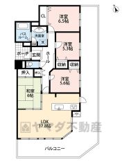 南東向きで陽当たり良好。リビングは17.8帖の大空間となります。全居室収納付き＾＾