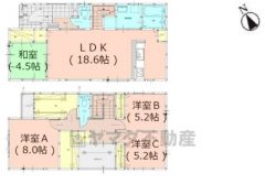約18.6帖の広さを確保したＬＤＫは、和室と一体化して利用すると約23帖の大空間。