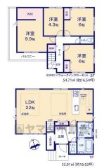 水回りが1ヵ所に集中した家事導線に配慮した間取りです。