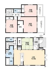 LDKと和室を合わせると21帖の大空間となります。顔を合わせる機会が増えるリビングスルー階段＾＾
