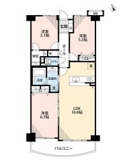 全室5帖以上、収納付き。家具の配置がしやすい縦型リビング。