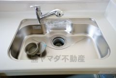 色も形もキレイなシンクは、広さも確保しているので、大きめの鍋も簡単に洗えます。
